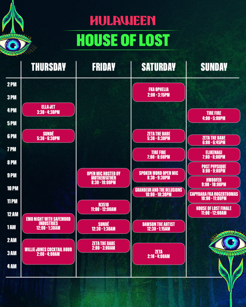 Hula 2024 House of Lost Schedule